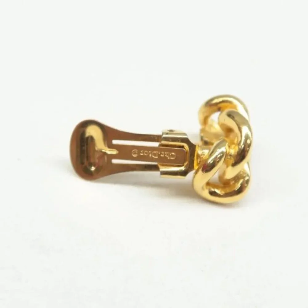 100% Authentic DIOR Gold Metal Clip-On Earrings 302-092924